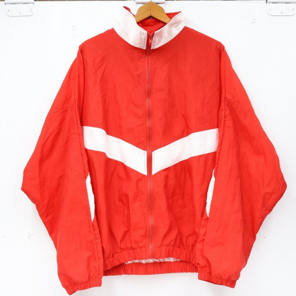 Vintage NEFF Windbreaker Mens Size 2XL Statement Jacket Turtleneck Red White